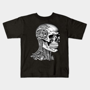 Skull Robot Cyberpunk Sci-Fi Cyborg Kids T-Shirt